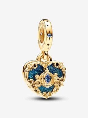 Pandora Cinderella's Carriage & Heart Double Dangle Charm